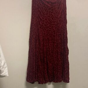 RAFAEL/Elegant Red Leopard Print Skirt